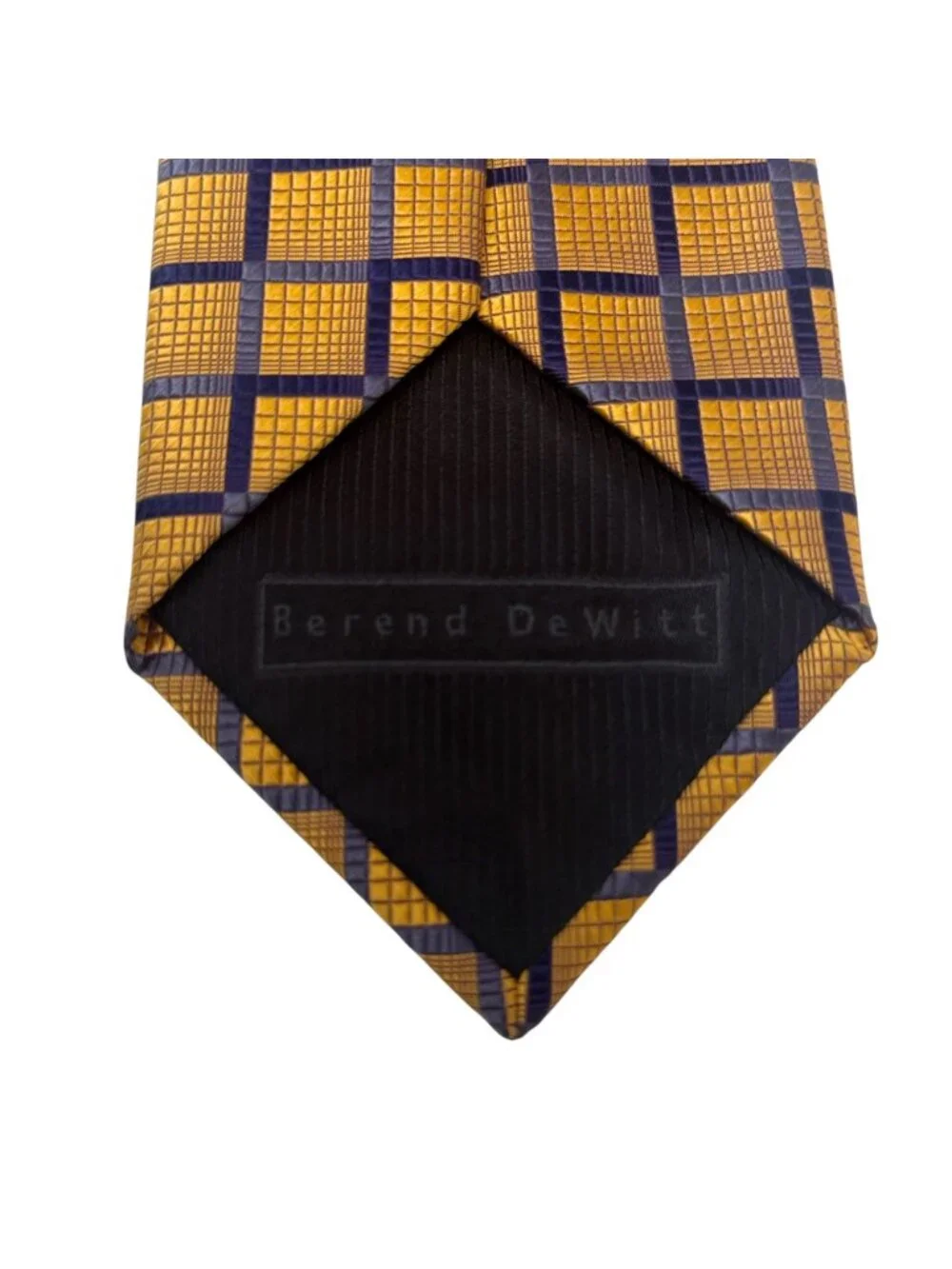 BEREND DEWITT Mens Designer Necktie Silk Woven Yellow Blue Geometric Tie Italy